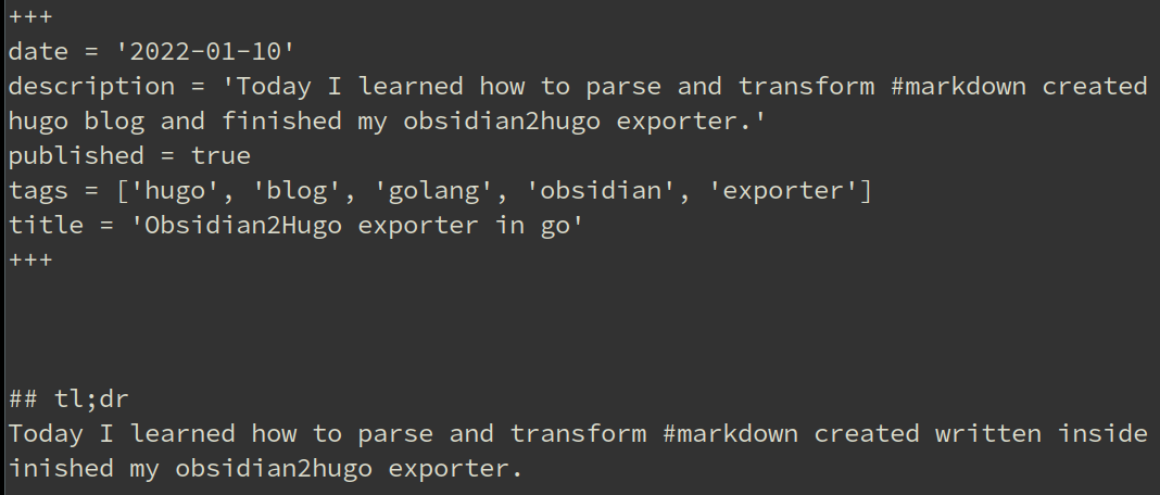 Markdown after export
